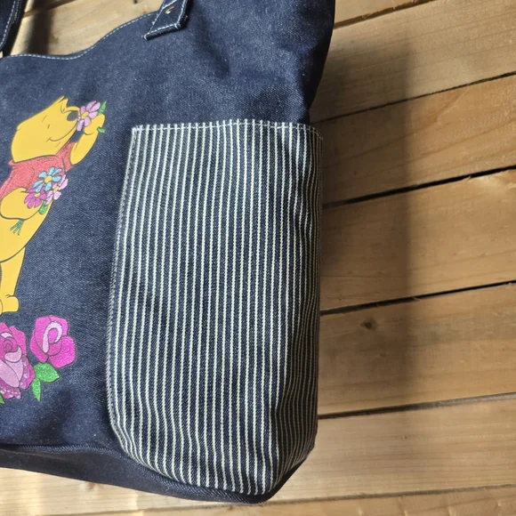 Disney Winnie The Pooh Zipper Denim Tote Bag - Picture 6 of 13